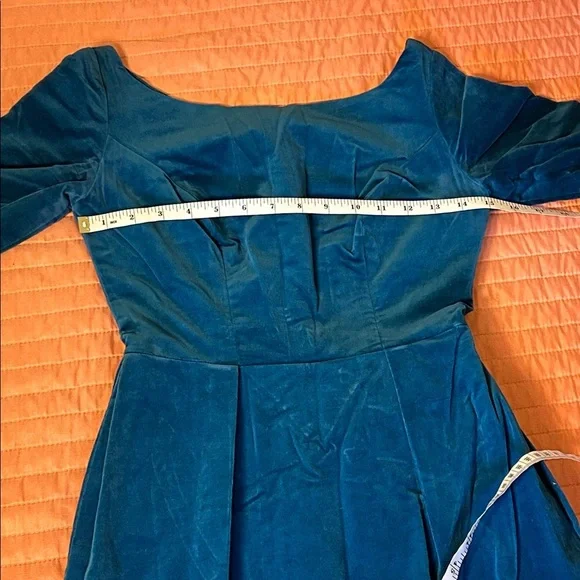 Vintage 1950-60s Teal Blue Velvet Maxi Cocktail Dress Neusteters Denver CO sz XS - Picture 13 of 16